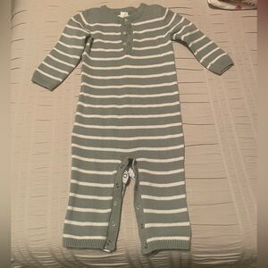 Striped Green and White Knit Jumper